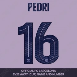 Pedri 16 (OFFICIAL FC BARCELONA 2021/22 CUP AWAY NAME AND NUMBERING)